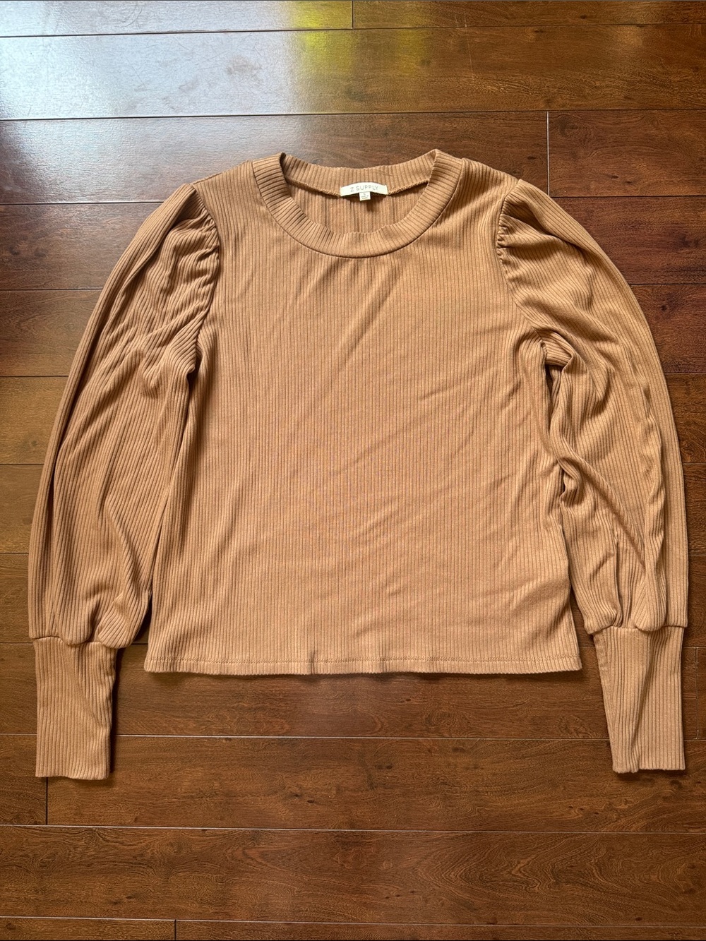 Women's Z Supply Ribbed Long Sleeve Puff-Sleeve Top